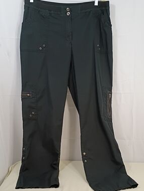 Chico's Black Wide-Leg Cargo Pants with Zip Details